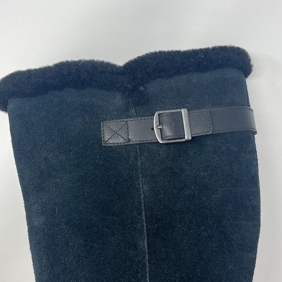 UGG Mischa Wedge Tall Boots black suede 8 women waterproof inside zip EUC - Picture 4 of 11